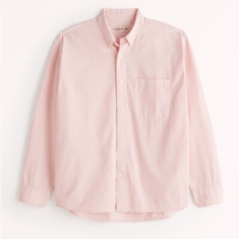 Abercrombie & Fitch Oversized Poplin ButtonDown Shirt Women’s Size S Salmon Pink - Picture 5 of 5